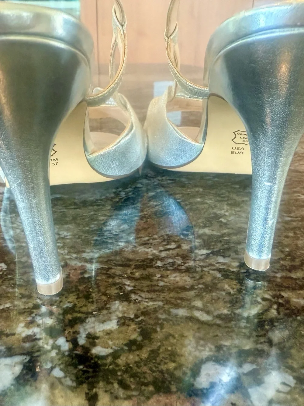 Nina Silver Bow Open-Toe Slingback Heels